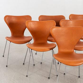 ARNE JACOBSEN, stolar 6 st "Sjuan för Fritz Hansen Danmark.