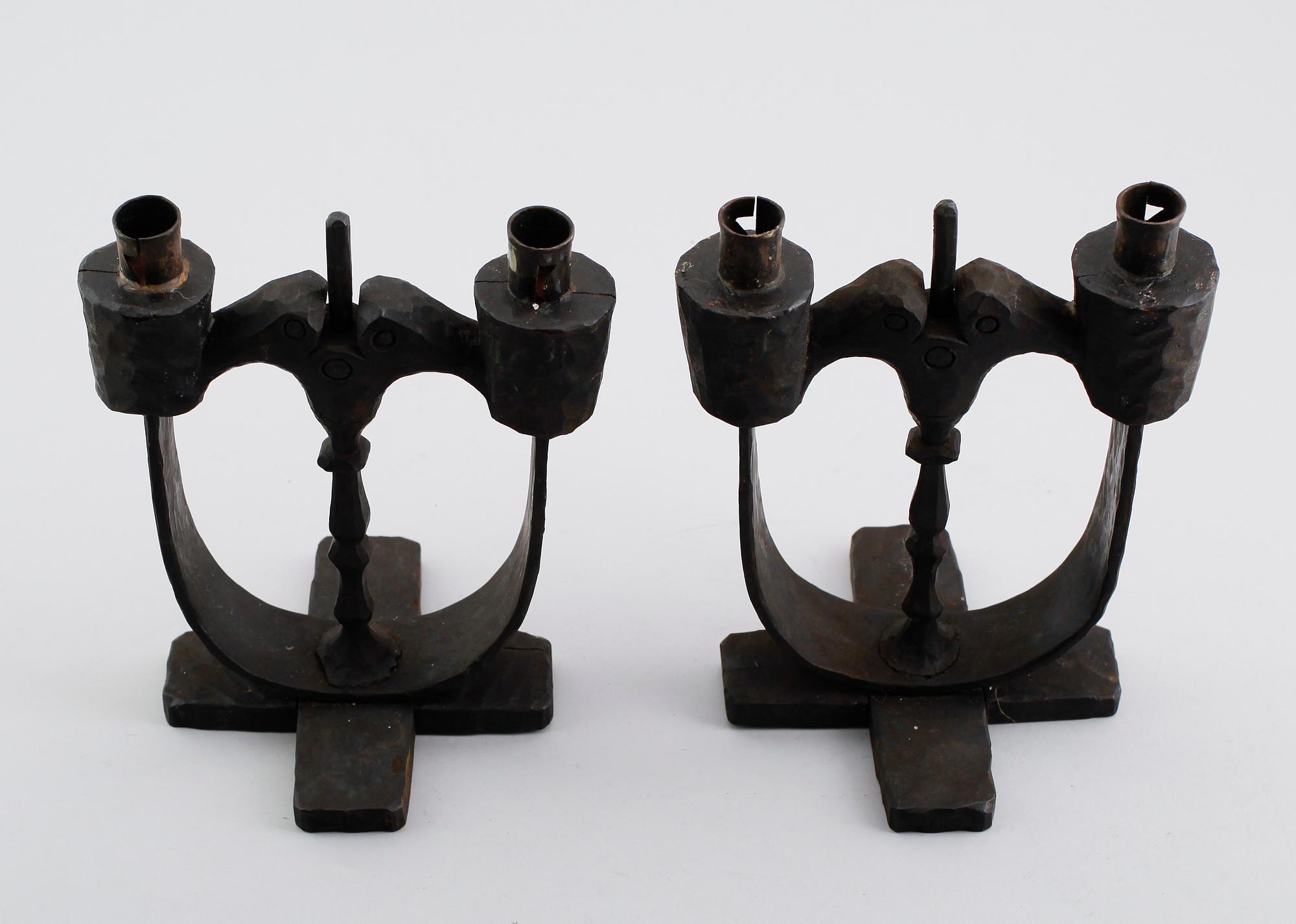 KANDELABRAR, 1 par, sannolikt Matts Eriksson i Taserud, 1900-talets första hälft.