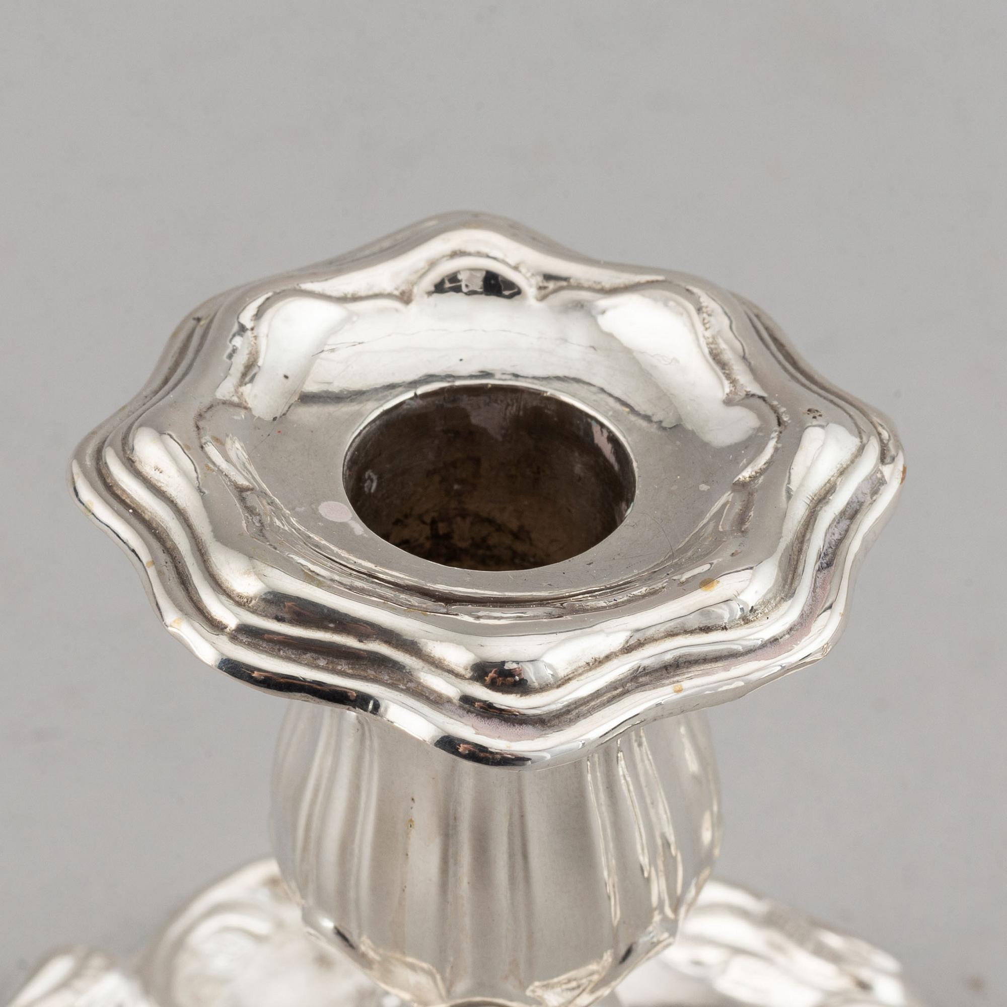 W Pettersson, nattljusstakar, ett par, silver, Åbo 1891.