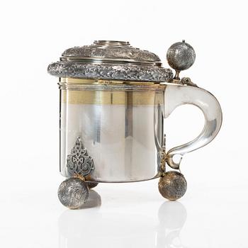 A Swedish Baroque style silver tankard, mark of K Anderson, Stockholm 1931.