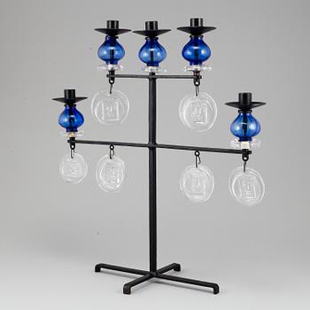 ERIK HÖGLUND, an iron and glass candelabra, Boda Smide.