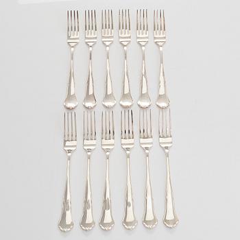 A silver cutlery set for 12 persons, 36 pieces,   "Chippendale",  Auran Kultaseppä, Turku 1988-1990.