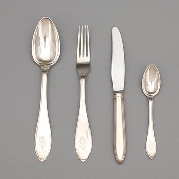 BESTICKSERVISDELAR, 39 delar, silver, C G Hallberg, 1800/1900-tal. Vikt ca 2000 gram.