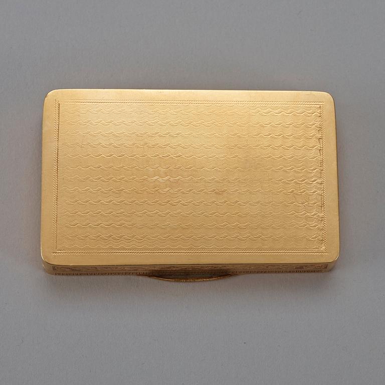 A 19th century gold and enameled snuff-box, unmarked.