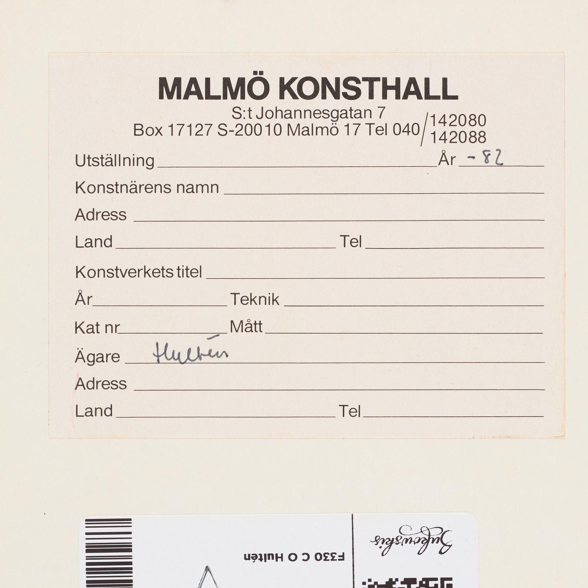 CO Hultén, blandteknik på papper, signerad och utförd 1946.