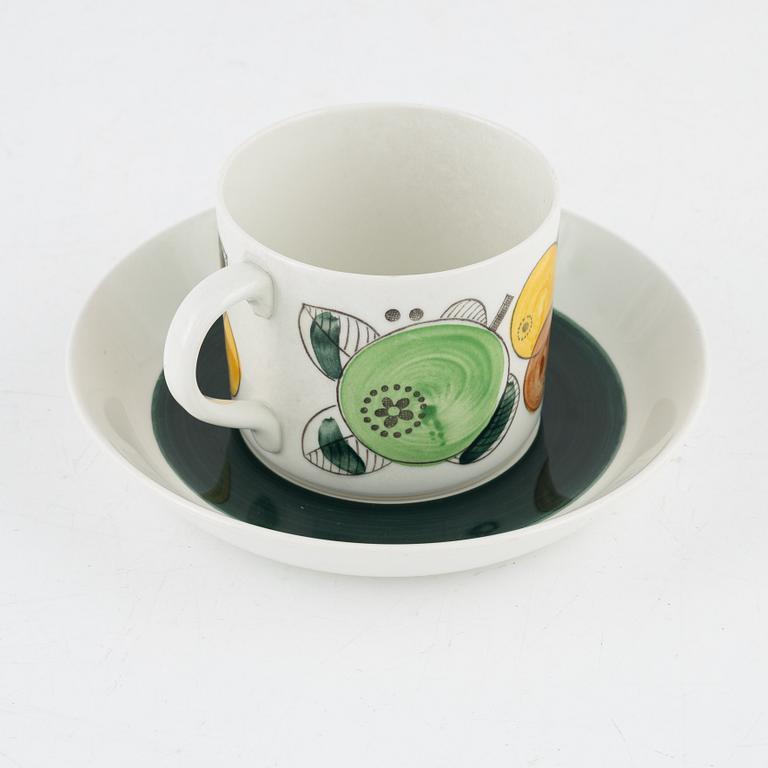 Hertha Bengtson, two 'Fructus' coffee cups with saucer, Rörstrand.