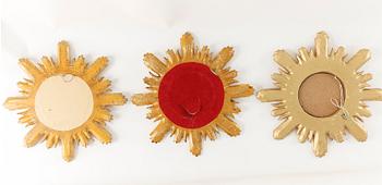 SOLSPEGLAR,  3 stycken, 1900-talets andra hälft.
