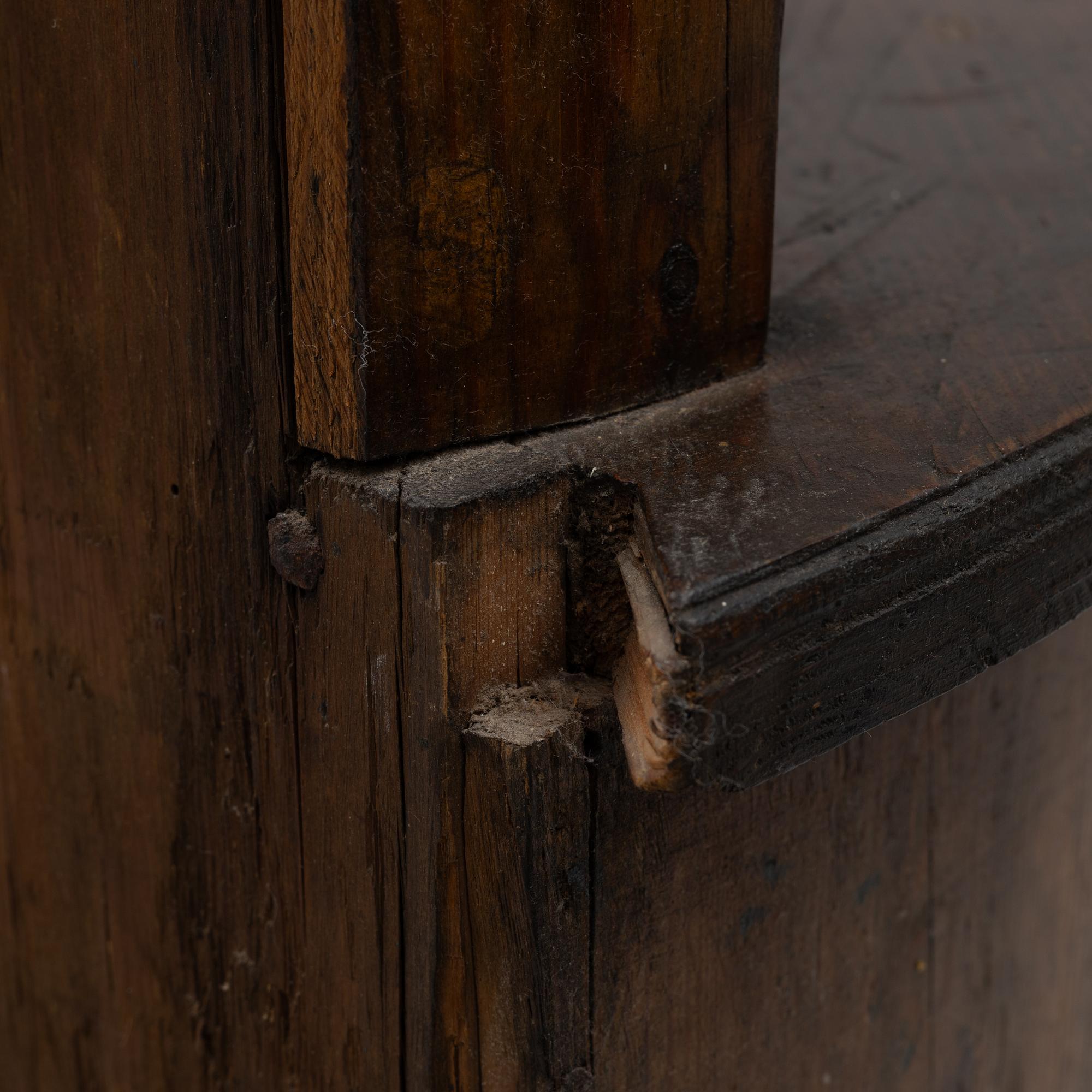 Corner cupboard, folk art, circa 1800.