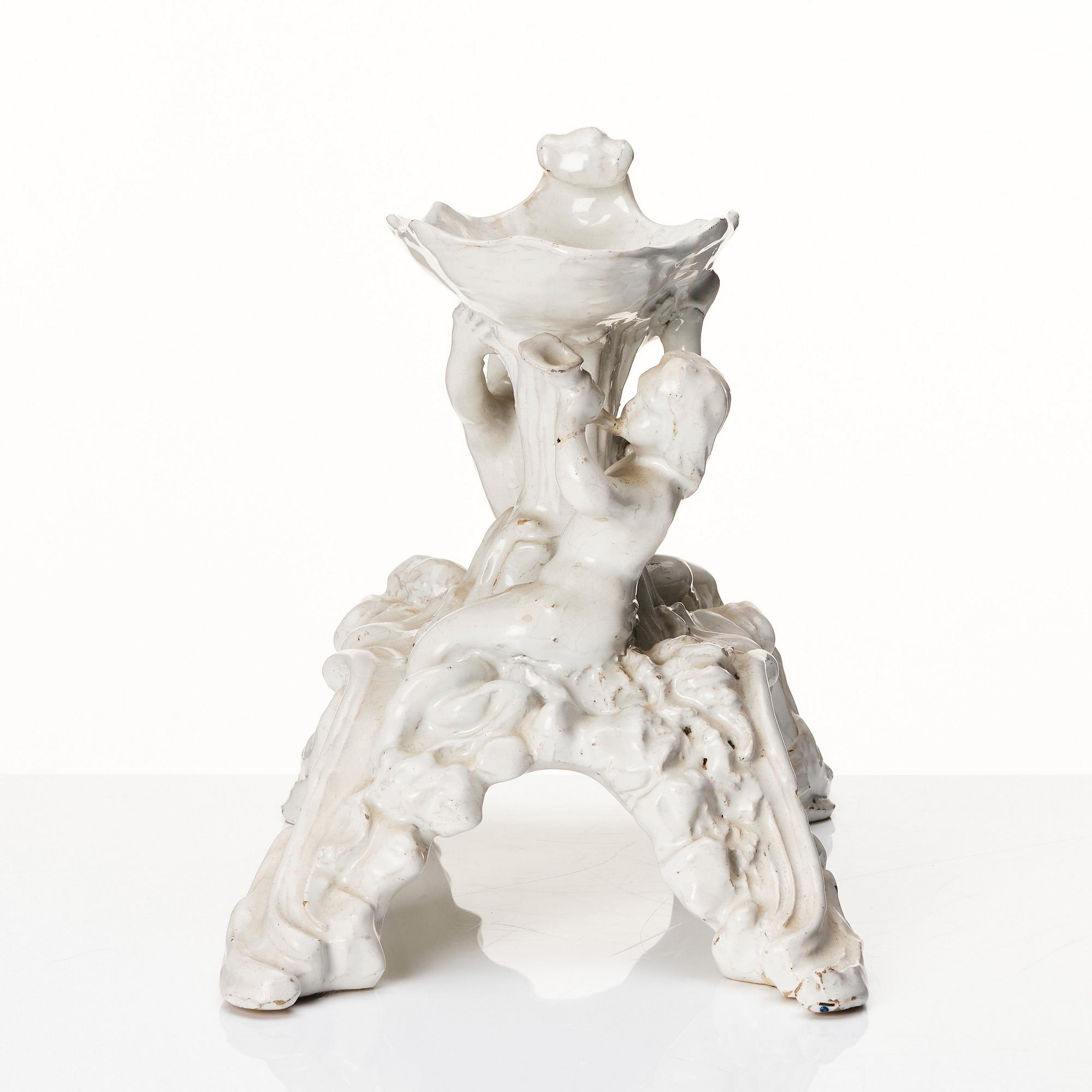 A white glazed Swedish Rörstrand faience center piece, 18th Century.