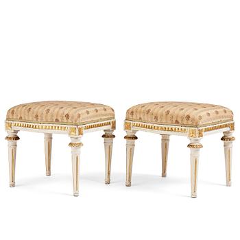 69. A pair of Gustavian stools by J. Malmsten (master in Stockholm 1780-88).