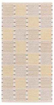 266. Barbro Nilsson, a 'Falurutan gul S' carpet, flat weave, c. 226 x 114 cm, signed AB MMF BN.