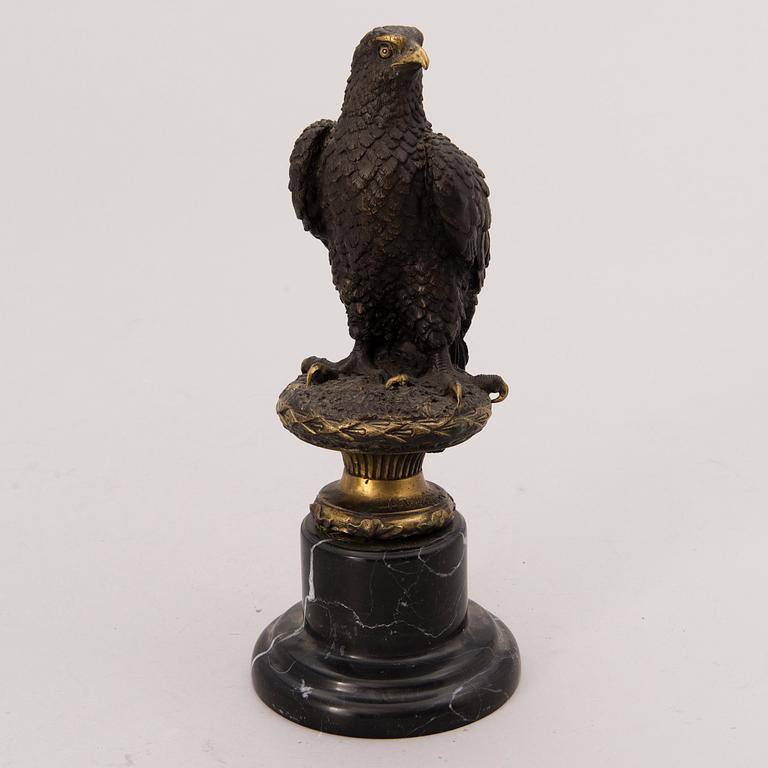 SCULPTURE, patinated bronze, on marble stand.