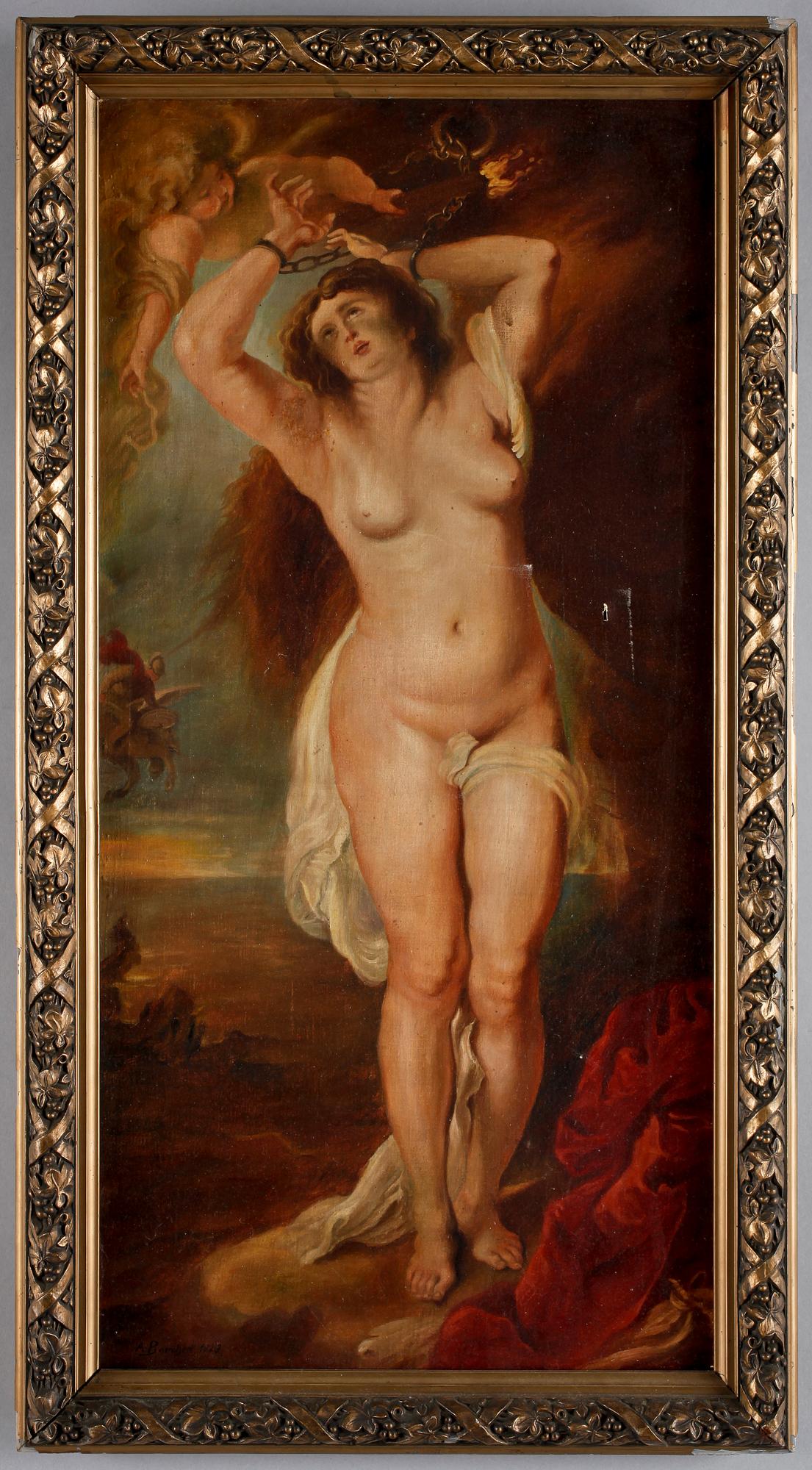 OKÄND KONSTNÄR, olja på duk. Bär sign och dat 1923.