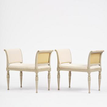 A pair of late Gustavian stools by C. J. Wadström (master in Stockholm 1788-1816).
