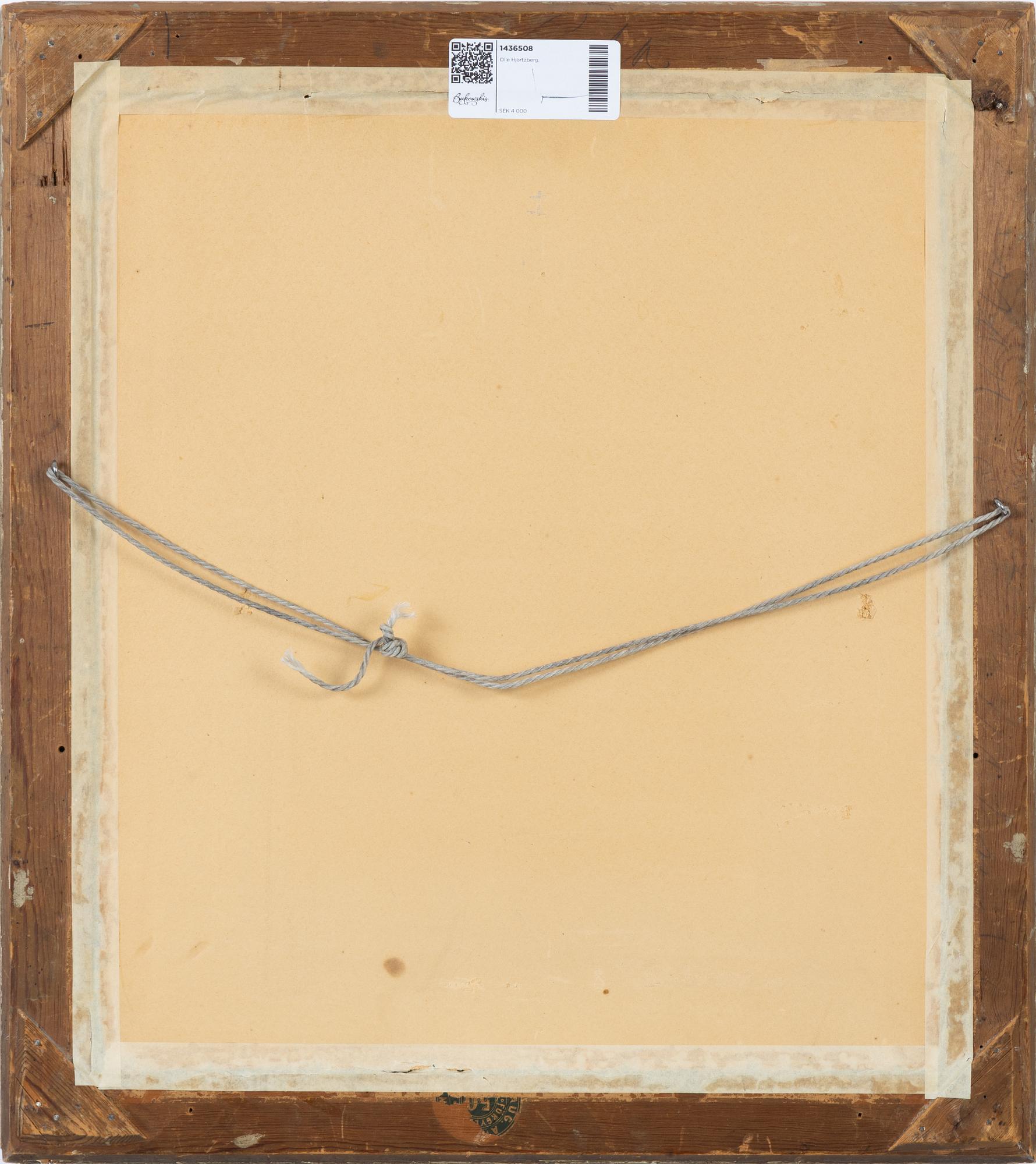 Olle Hjortzberg, akvarell, signerad och daterad 1890.