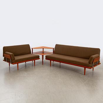 Peter Hvidt & Orla Mølgaard Nielsen,hörnsoffa med hörnbord 3 delar, "Minerva", France & Son, Danmark, 1950/60-tal.