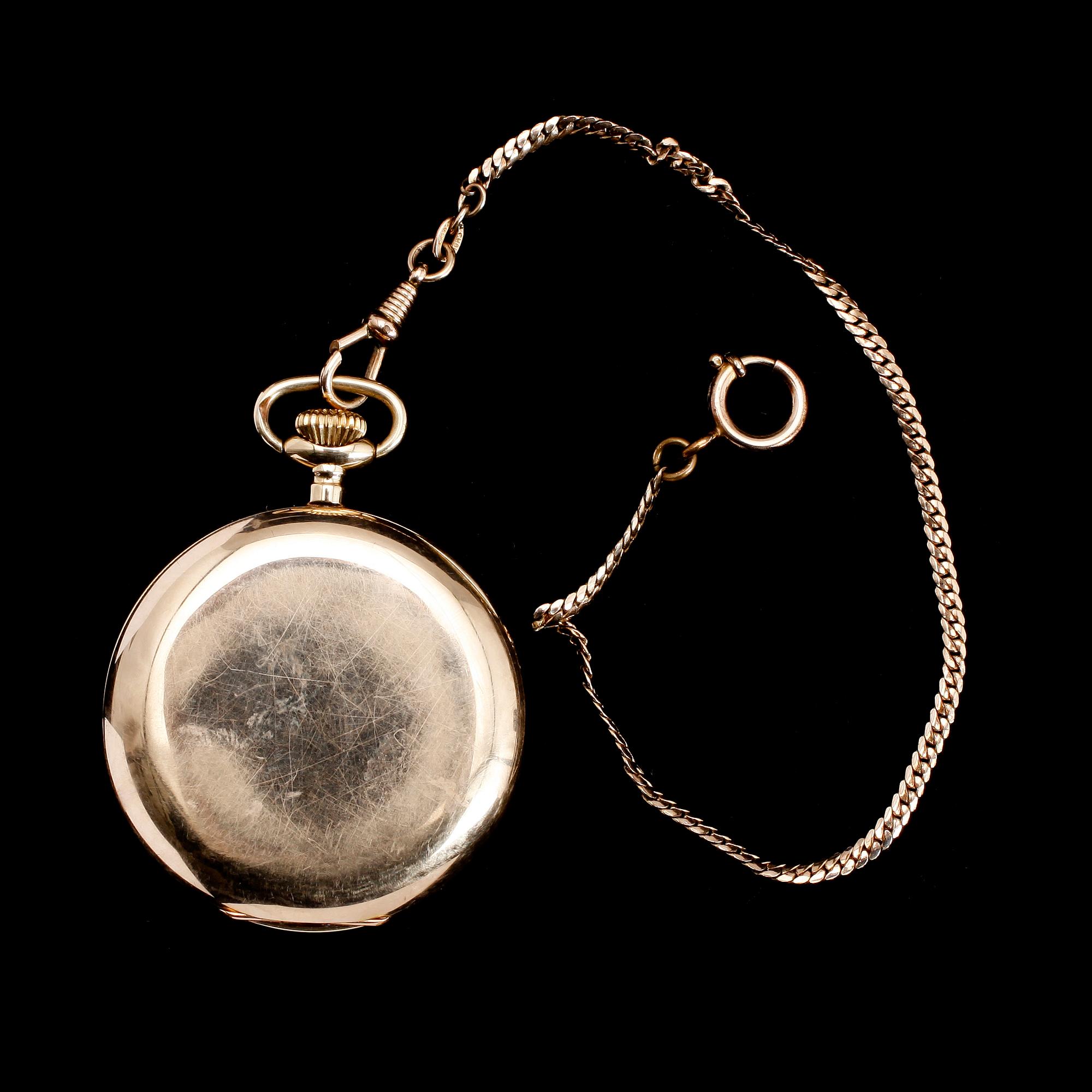 FICKUR, 14 k guld, tidigt 1900-tal. Total vikt ca 53 gram.