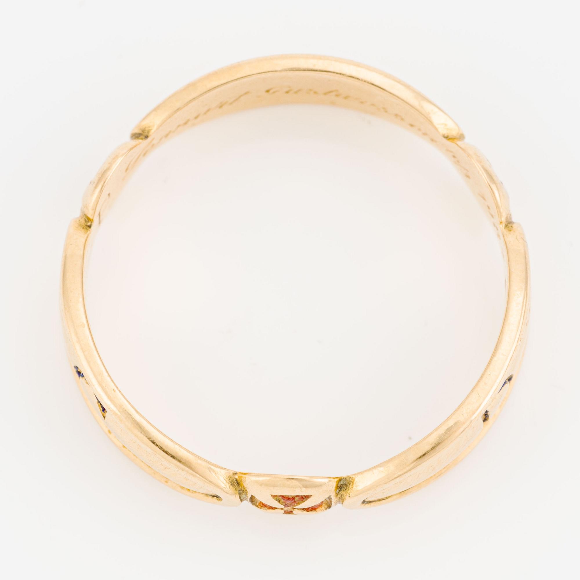 Frimurarring, 18K guld och emalj, Göteborg 1967.