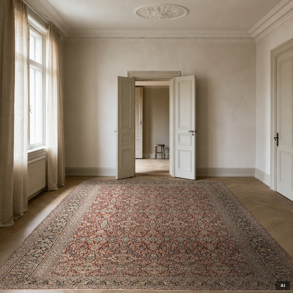 A Kirman lavar carpet, 403 x 304 cm.