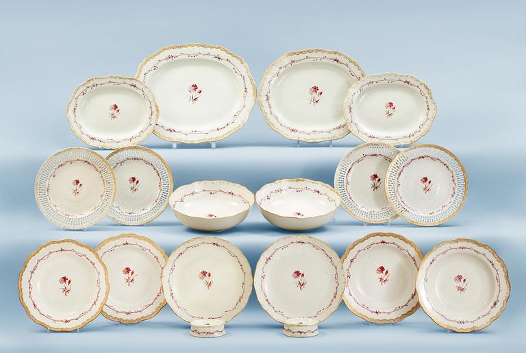 An enamelled part dinners service, Qing dynasty, Qianlong (1736-95). (49 pieces).
