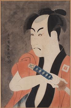 TOSHUSAI SHARAKU (act.c.1794), after, color woodblock print. Japan, 20th century.