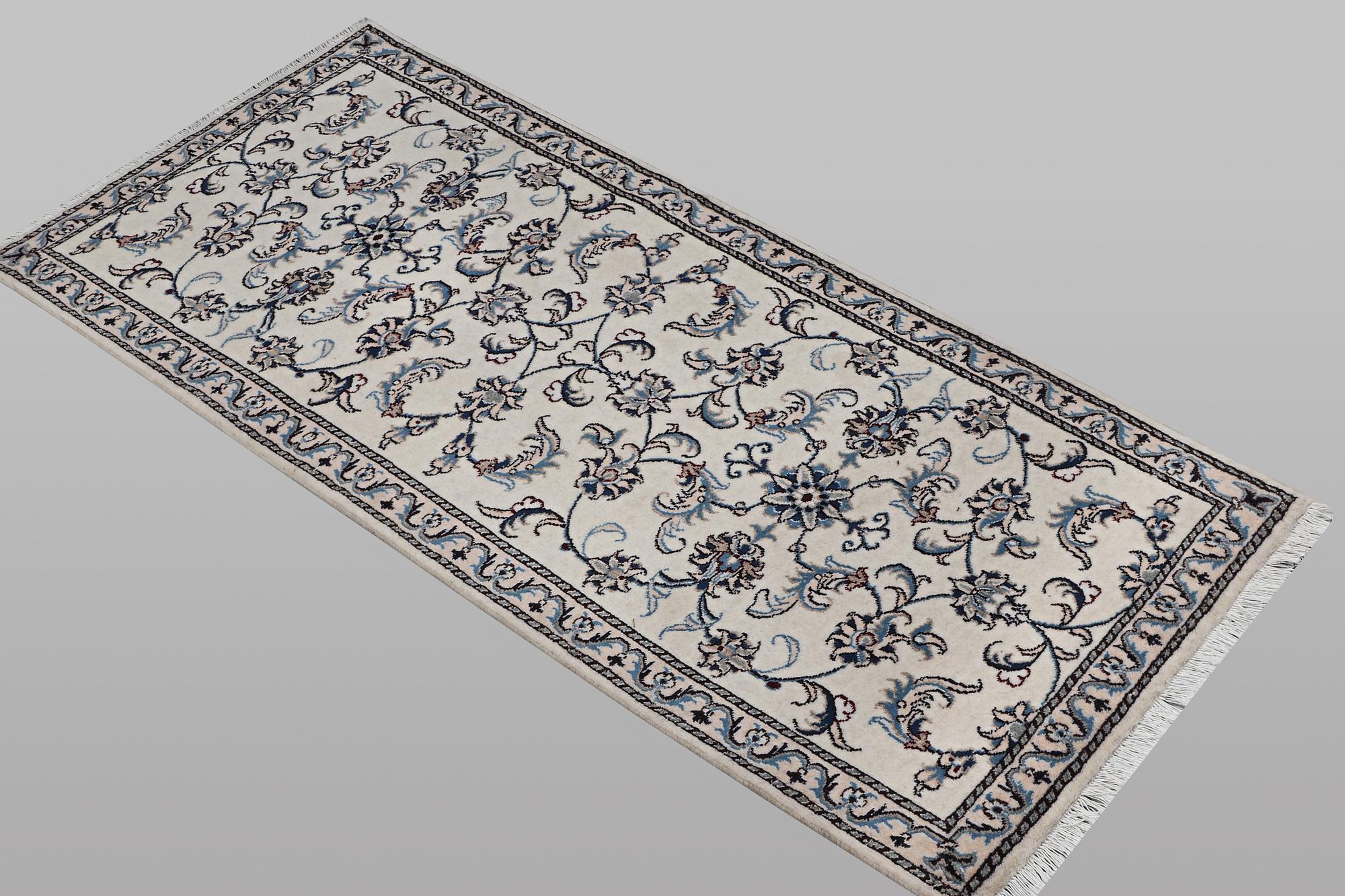 A runner carpet, Nain, part silk, ca 192 x 80 cm.