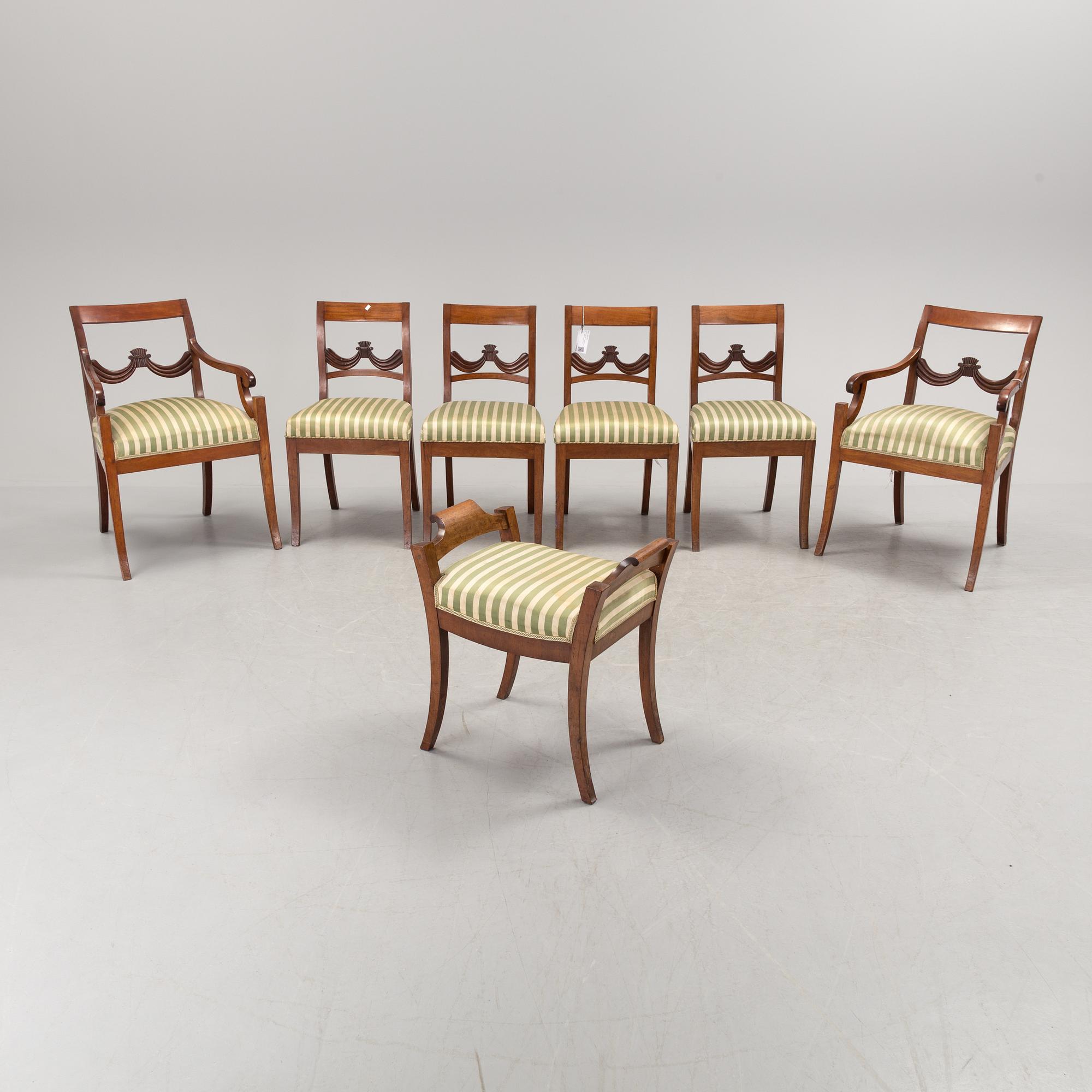 MÖBELGRUPP, 7 delar, Karl Johan, 1800-talets första hälft.