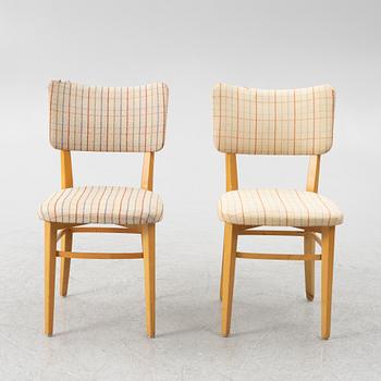 Elias Svedberg, a set of four chairs model "31" from the Triva-Bygg series, Nordiska Kompaniet, 1940s.