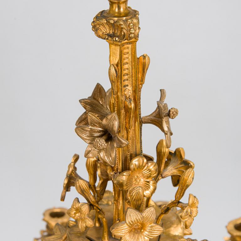 A French mid-19th-century gilt bronze chandelier.