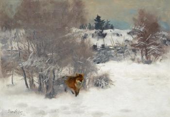 107. Bruno Liljefors, Fox in winter landscape.