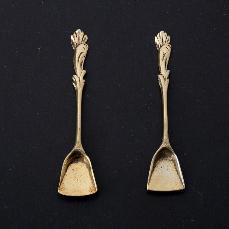 A pair of Swedish 18th century parcel-gilt silver salt cellars, mark of Jonas Berg, Stockholm 1781.