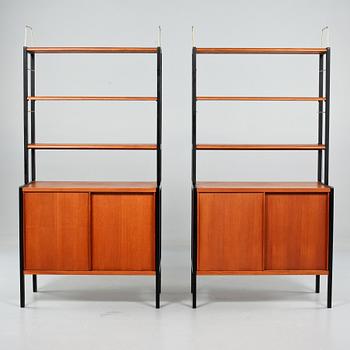 BOKHYLLOR, ett par, Svenska Möbelfabriken, Bodafors, omkring 1955.