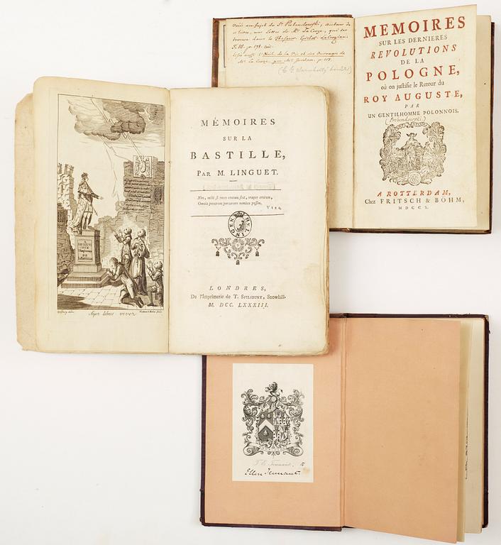 BOKPARTI, 21 vol, bla memoarer och "Der Americanische Freubeuter oder Leben Robert Pierots.." I-IV, Frankfurt 1741-55.