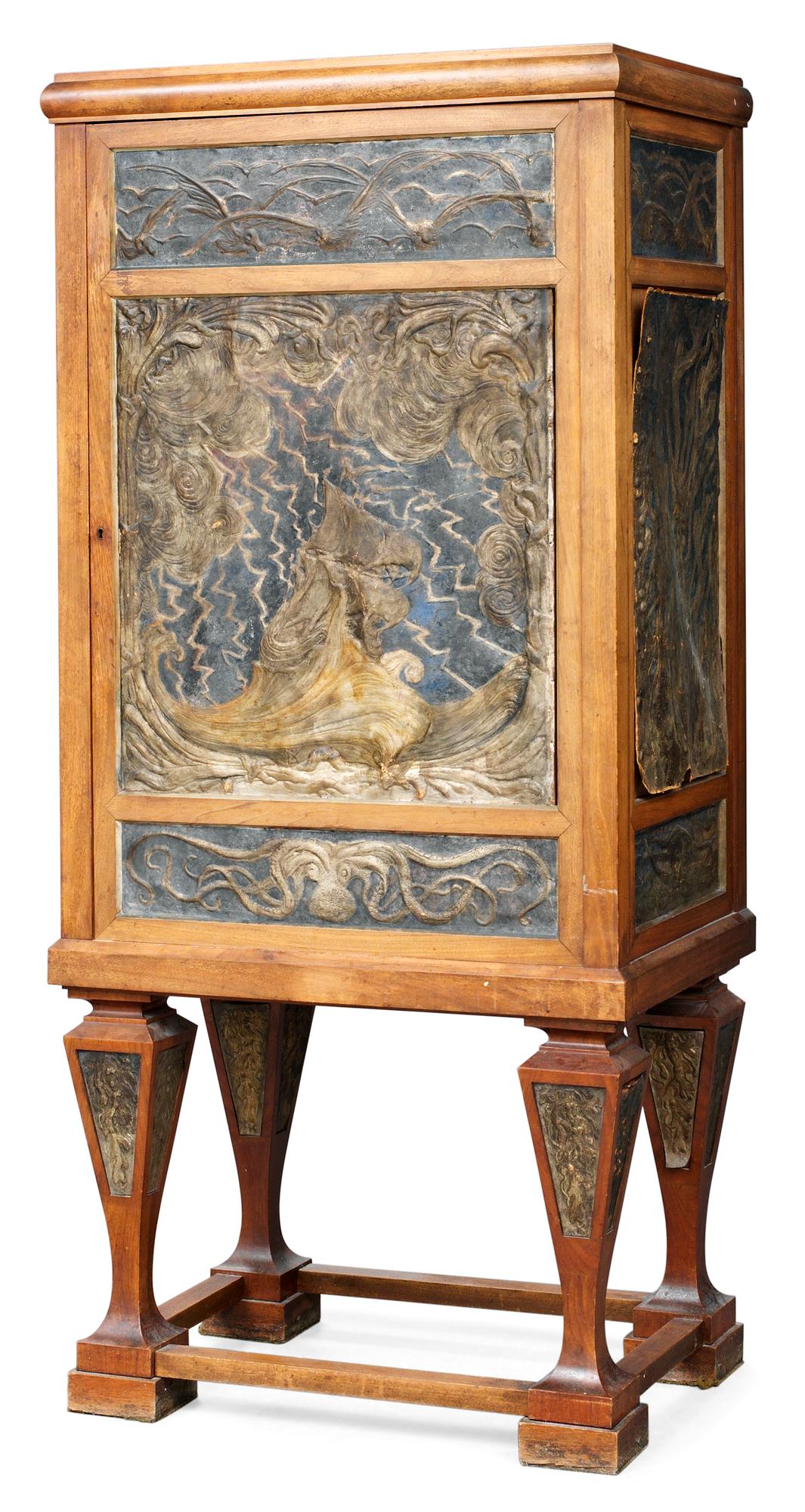 A Swedish Art Noveau cupboard by N. Kreuger and E. Lundström dated 1897.