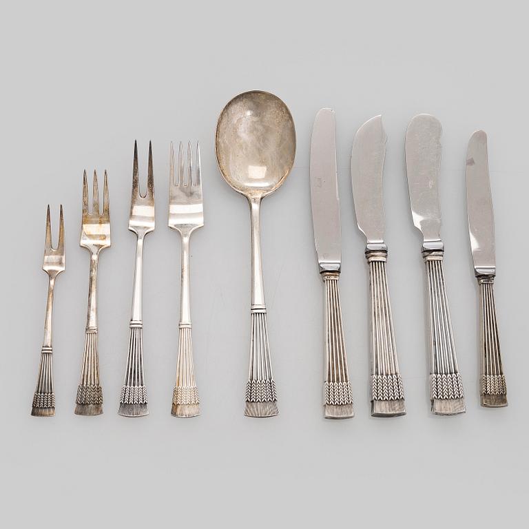 A 43-piece set of 'Tähkä' silver cutlery, Finnish hallmarks.