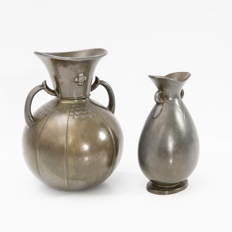 Just Andersen, vases, 4 pcs, Denmark, first half of the 20th century.