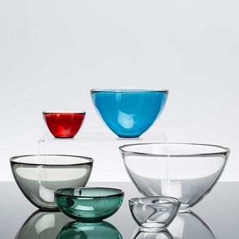 SKÅLAR, ca 16 st, glas "Fuga", Orrefors.