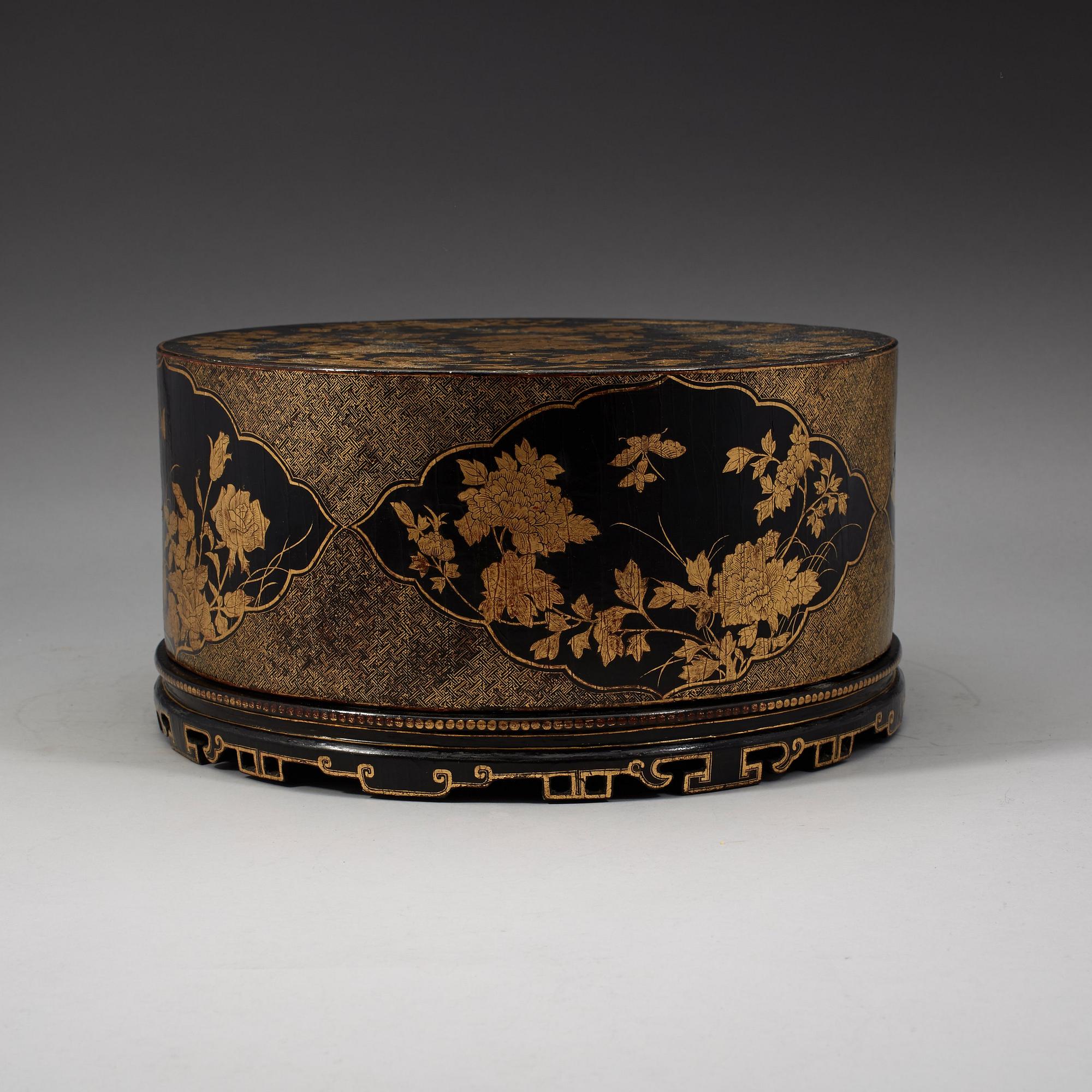 A black lacquer cabinet box with multiple drawers, Qing dynasty, 19th Century.