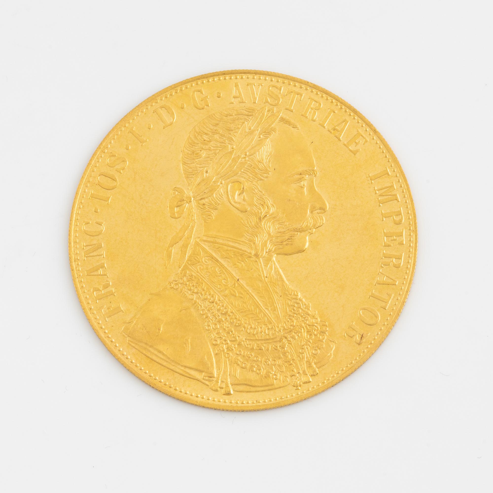 Guldmynt, Österrike-Ungern, 4 Ducat, 1915, senare prägling.