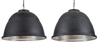 17. Antti Eklund, ANTTI EKLUND (FINLAND) , A SET OF TWO LOFT PENDANT LIGHTS, black painted aluminium.