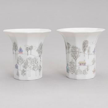 TAPIO WIRKKALA ja RUT BRYK. Posliiniesineitä. 7 osaa. "Winterreise" & "Polygon". Rosenthal. 1900-luvun loppu.