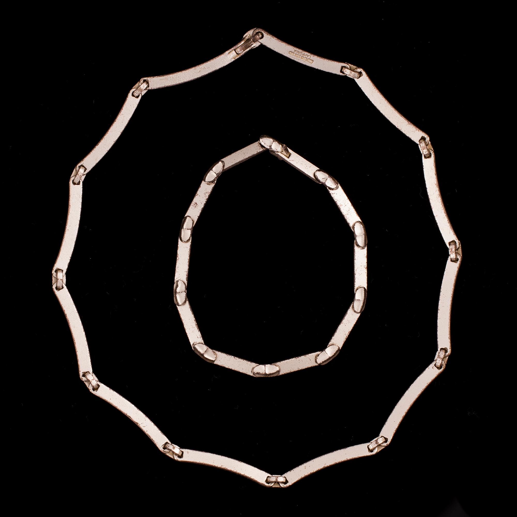 HALSBAND och ARMBAND, sterling silver, "Labyrint" Björn Weckström Lapponia 1988. Original påse.