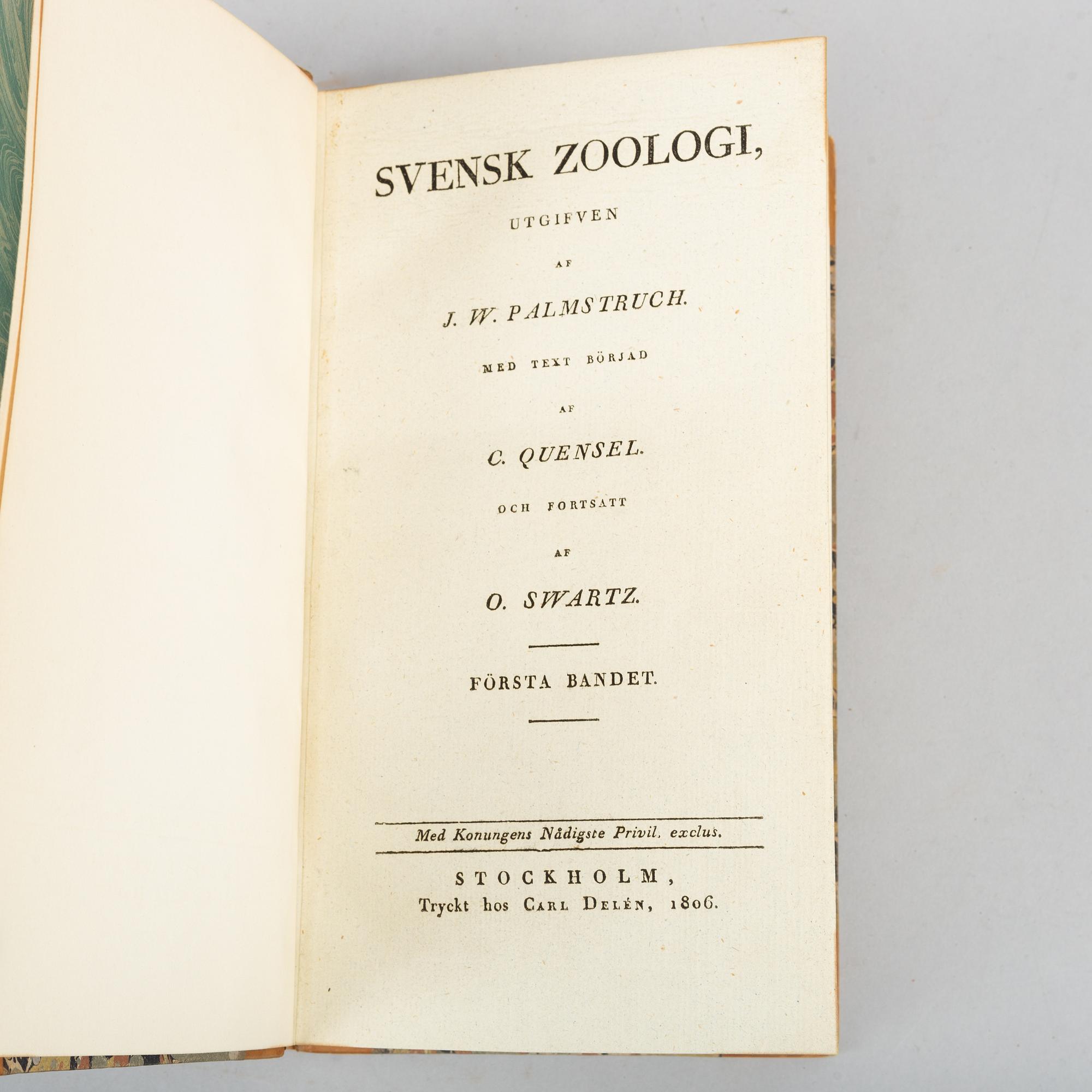 Med 72 handkolorerade zoologiska planscher, (2 vol.).