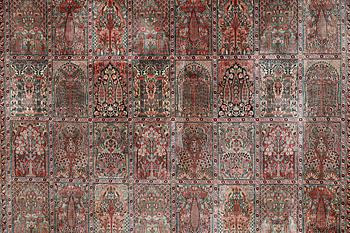 A carpet, silk Kashmir, ca 413 x 303 cm.