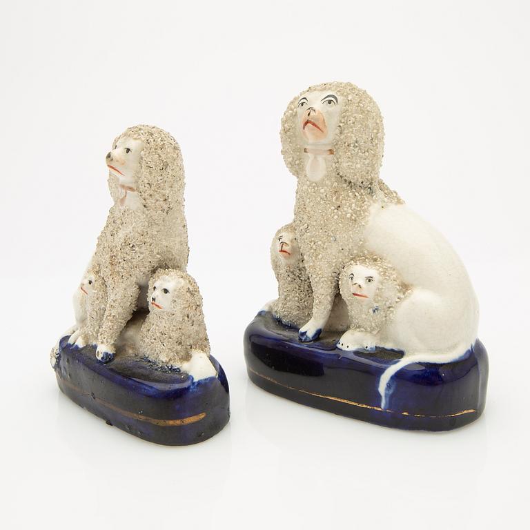 Figures, two pairs, Staffordshire, England, 19th century.