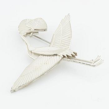 Wiwen Nilsson, a sterling silver brooch in the shape of a crane, Lund 1975.