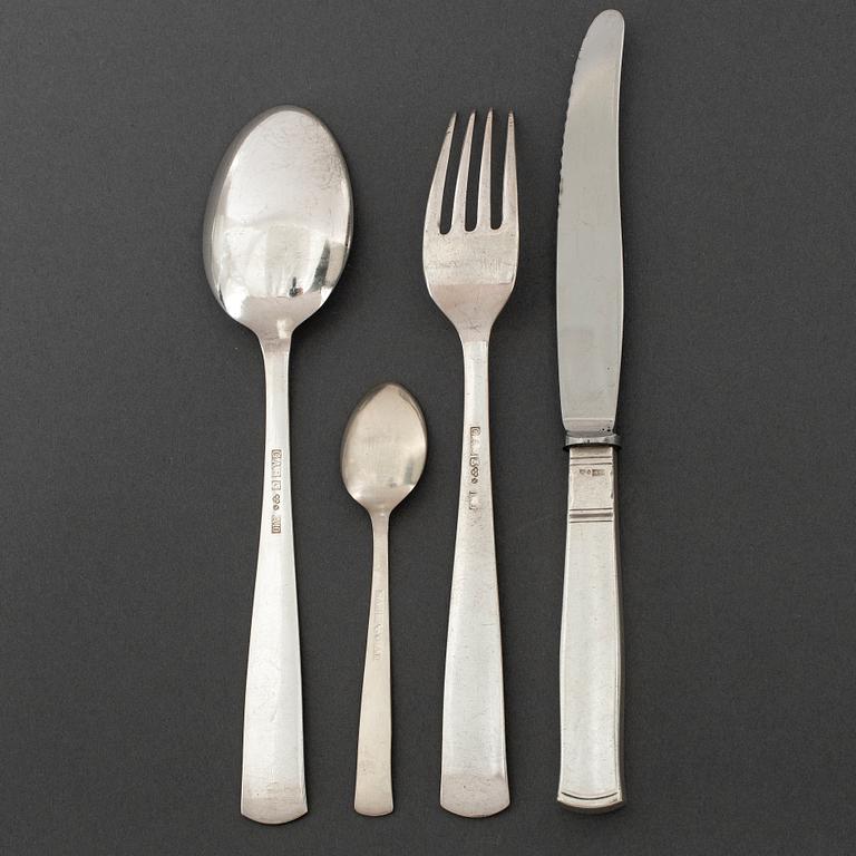 JACOB ÄNGMAN, 48 psc silver cutlery, 'Rosenholm', GAB, some Stockholm 1959.