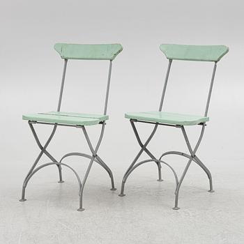 Four "Classic Nr 2" chairs, and a café table, Byarums Bruk, Sweden.