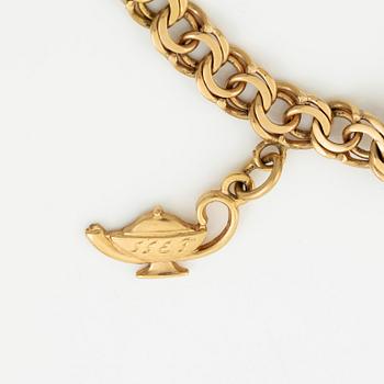 Bracelet, 18K gold with charms.