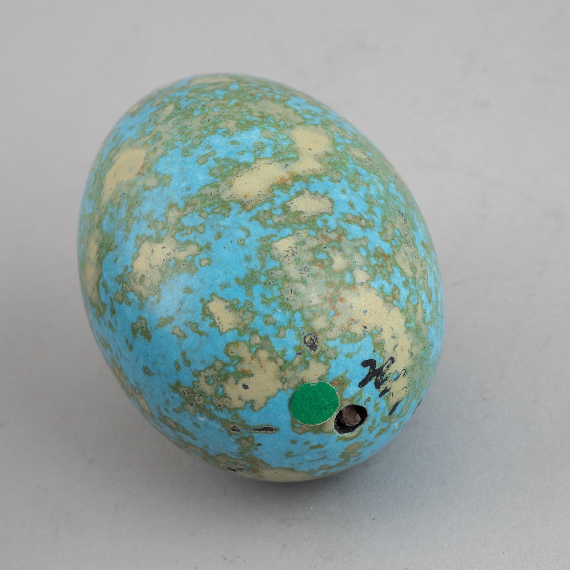 Hans Hedberg, a signed faiance egg with stand, Biot, France.